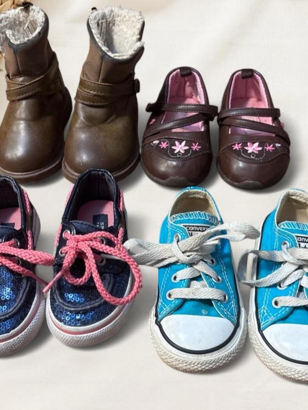 Toddler Girl Size 5 Shoe Bundle Sneaker Boots Mary Jane’s Sperry Converse